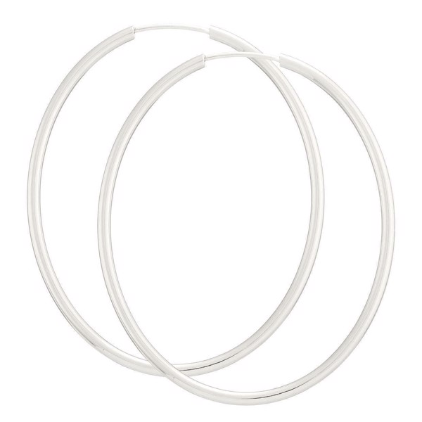 BNH Lady shiny 925 Sterling silver Oval ear creoles, 40x50 mm x 2.0 mm
